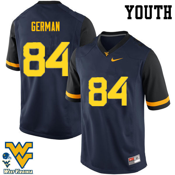 NCAA Youth Nate German West Virginia Mountaineers Navy #84 Nike Stitched Football College Authentic Jersey GH23R00SZ